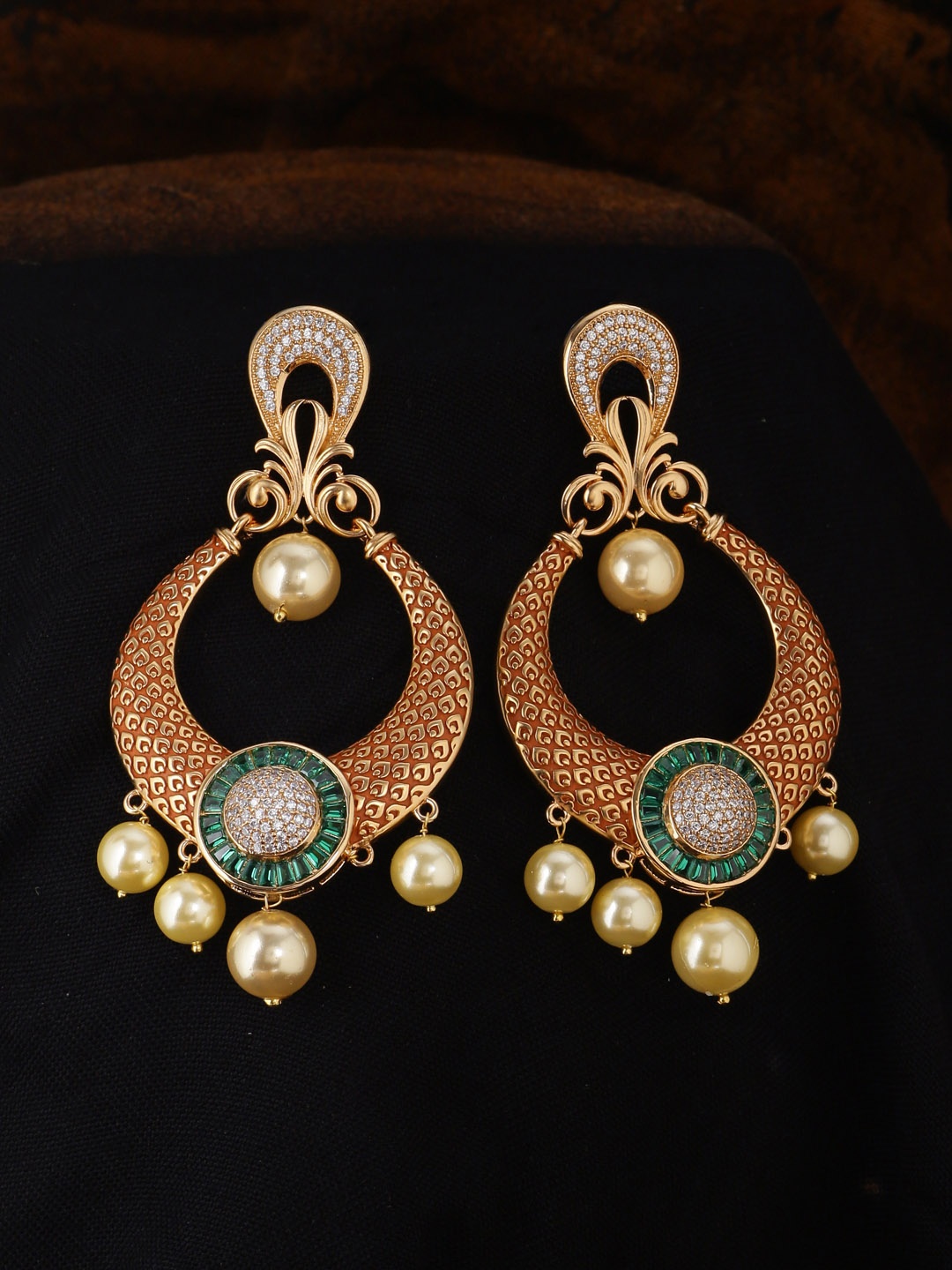 

Tistabene Gold-Plated & Green Enamelled Classic Drop Earrings