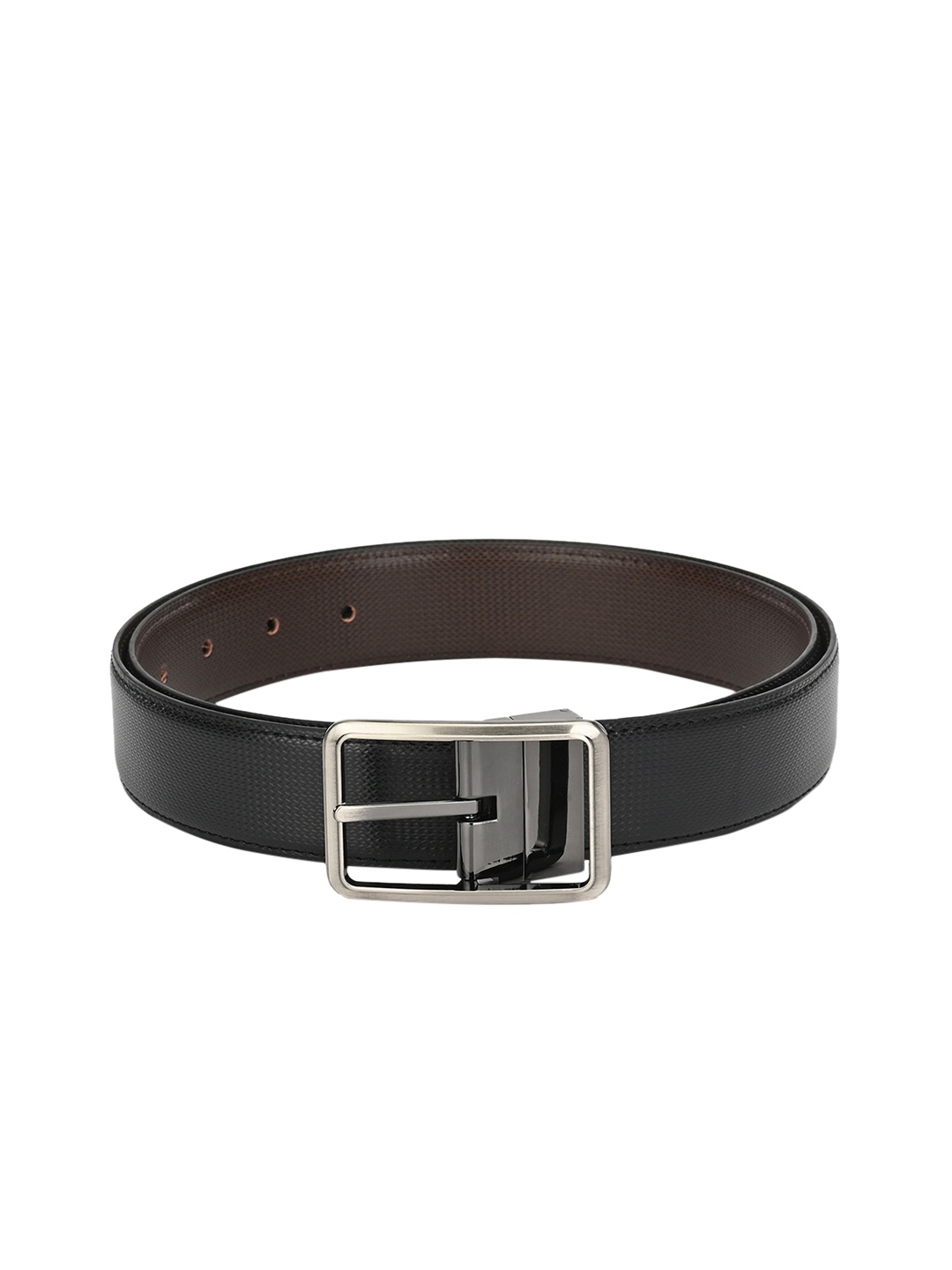 

Calvadoss Men Black & Brown Reversible Textured Belt