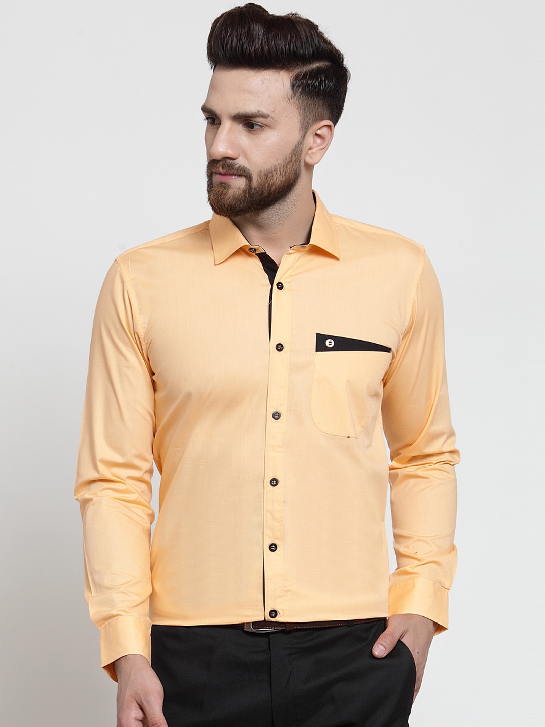 

Purple State Men Orange Slim Fit Solid Casual Shirt