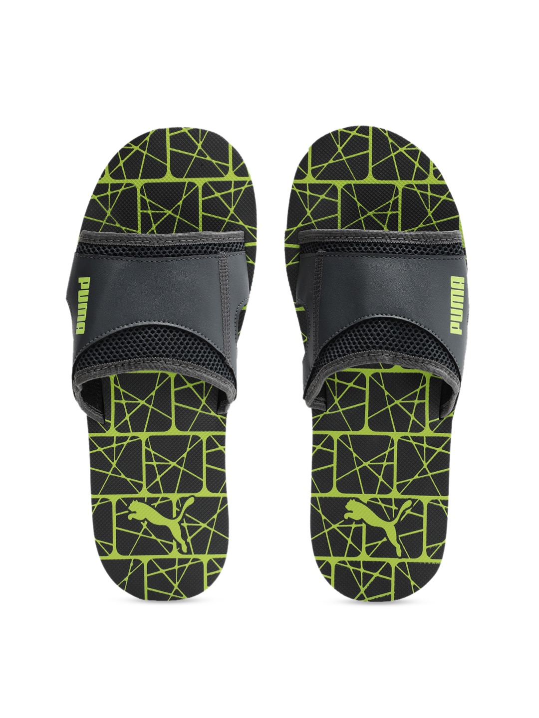 

Puma Unisex Black Fluorescent Green Printed Stellar Sliders