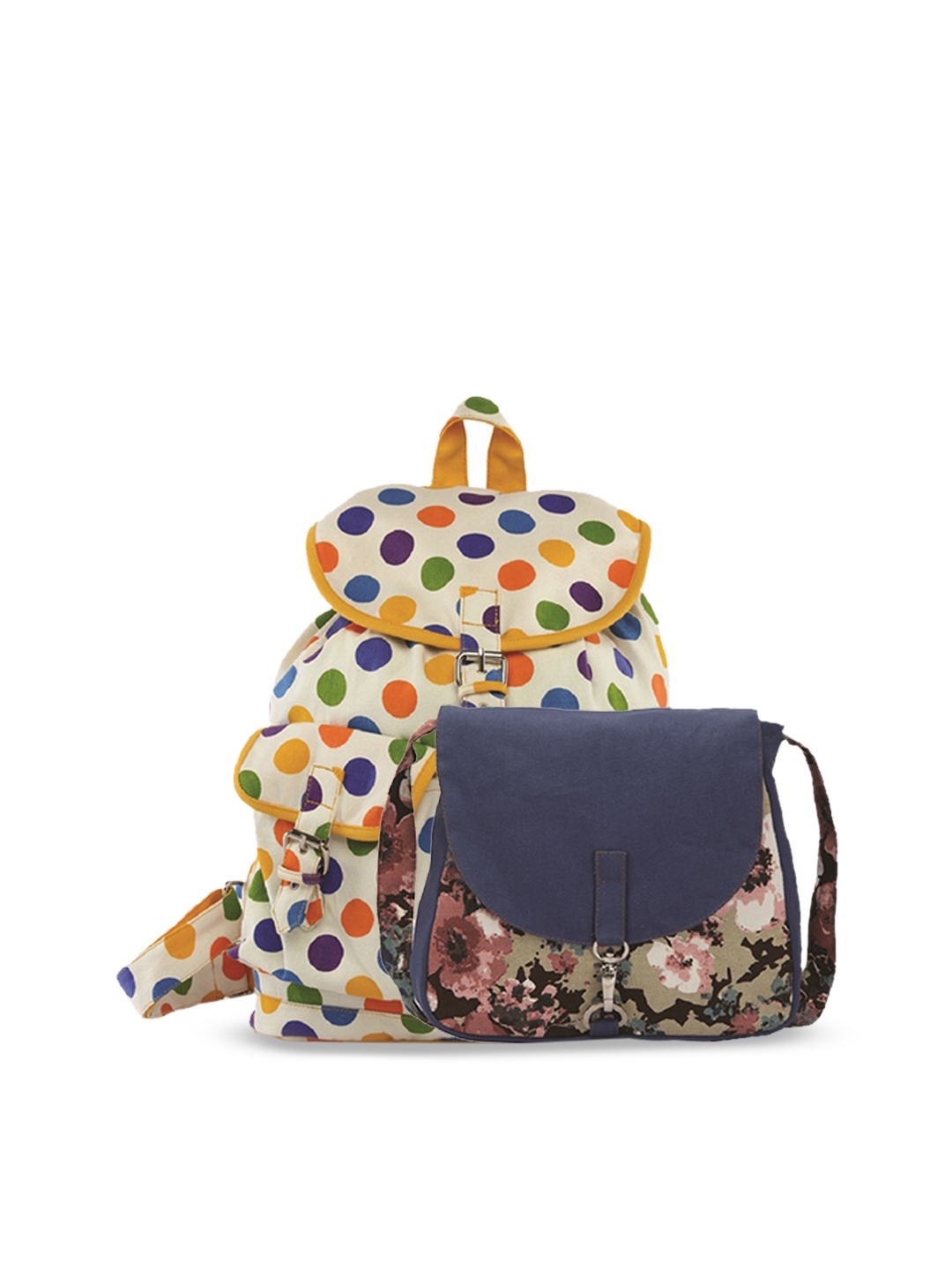 

Vivinkaa Set of 2 Multicoloured & Blue Printed Sling Bags, Multi