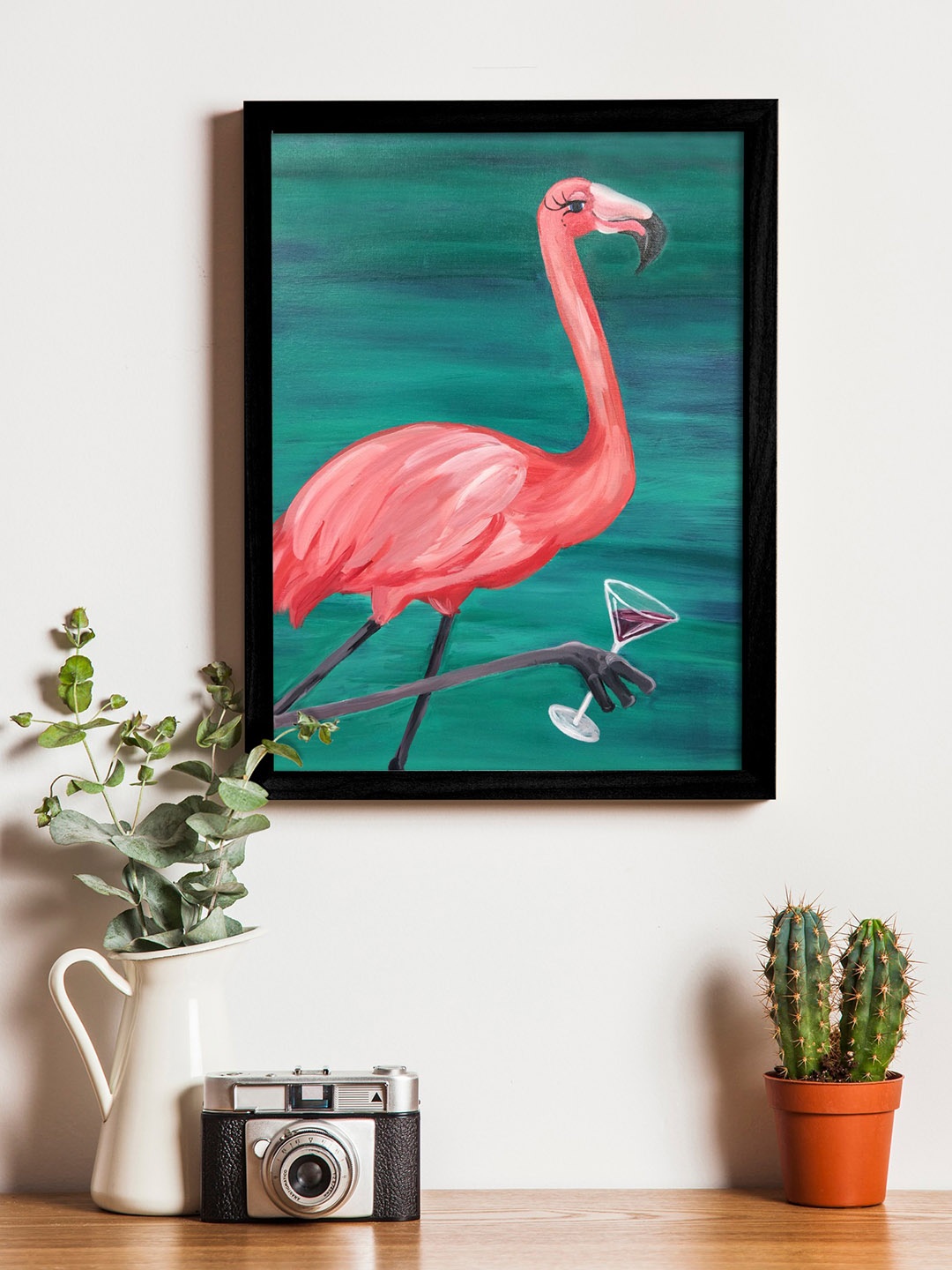

Art Street Teal Green & Pink Printed Synthetic Wood Framed Individual Wall Art