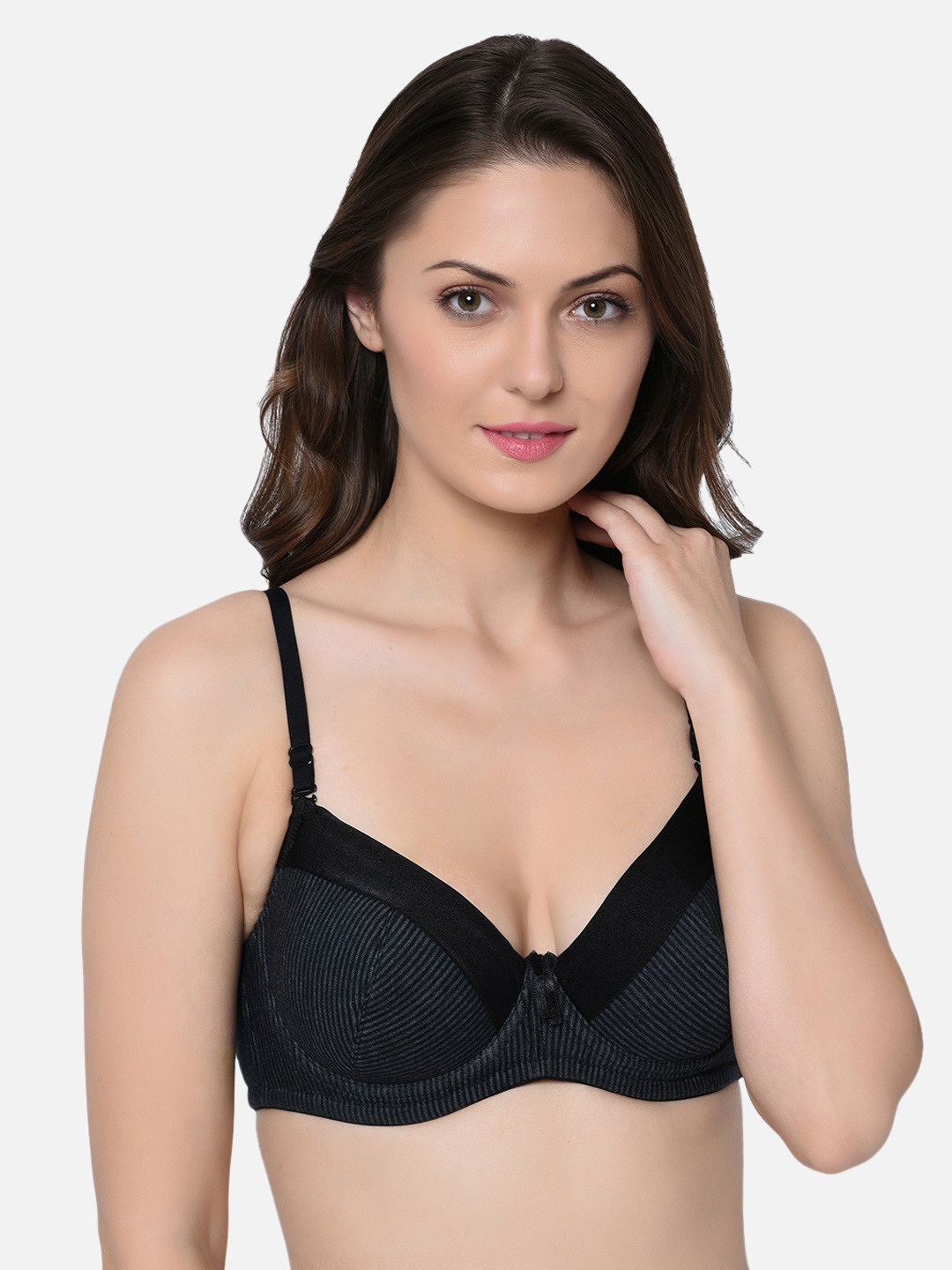 

Da Intimo Black & Grey Printed Cotton Non-Wired Non Padded Everyday Bra DI-990-R19