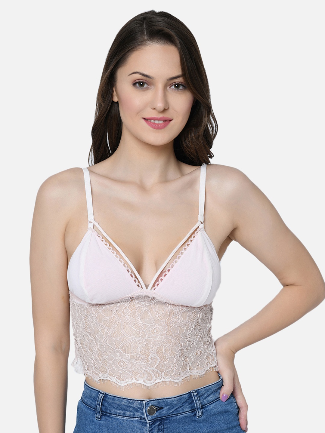 

Da Intimo Pink Lace Non-Wired Non Padded Bralette DI-1089-R19