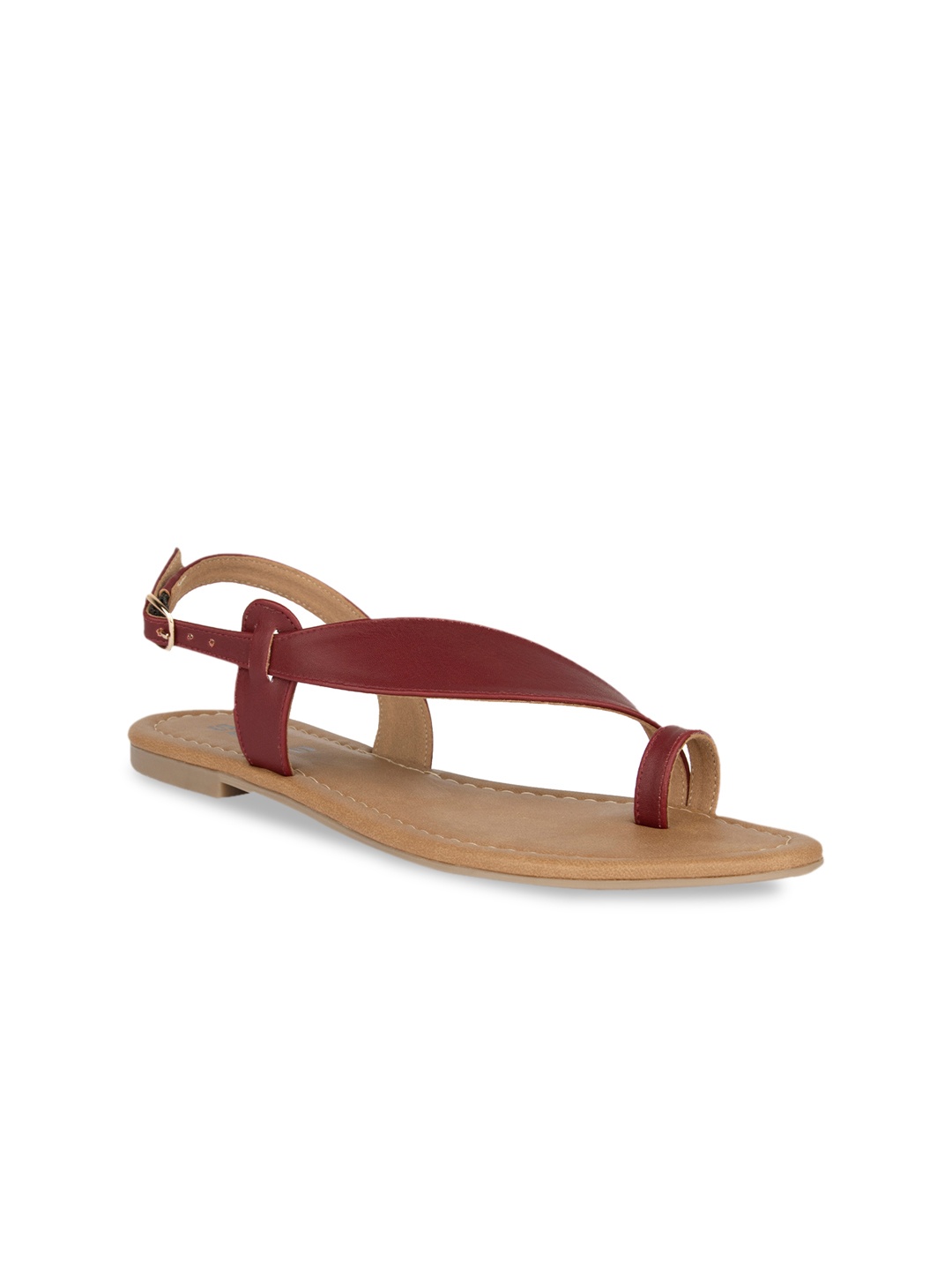 

SOLES Women Maroon Solid One Toe Flats