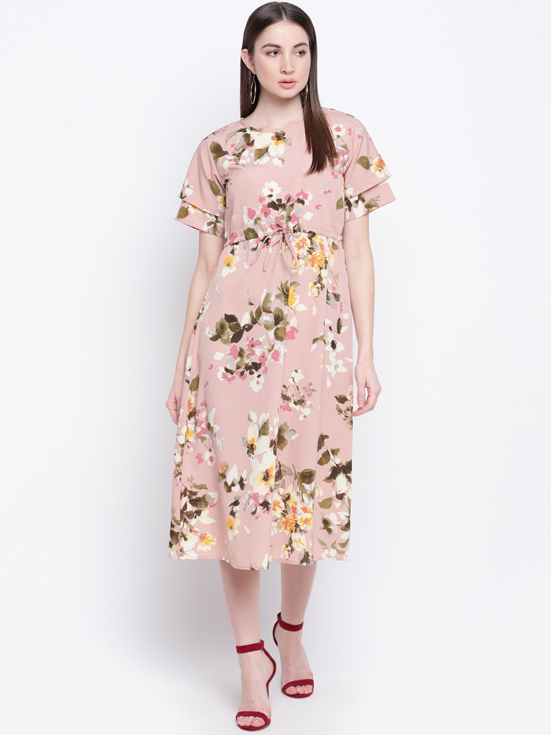 

Mayra Women Pink Floral Printed Fit and Flare Dress