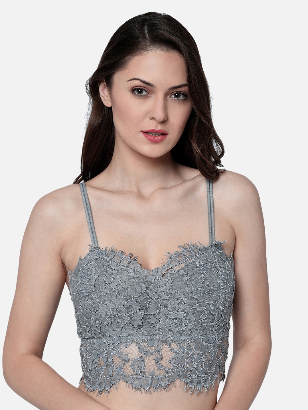 

Da Intimo Grey Lace Bralette Bra DI-1231 GREY-R19