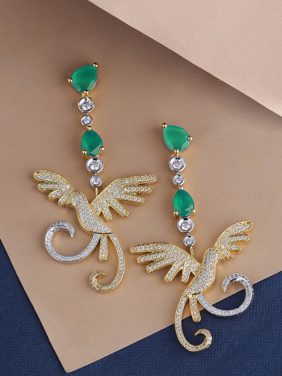 

Tistabene Green & Gold-Toned Animal Shaped Drop Earrings