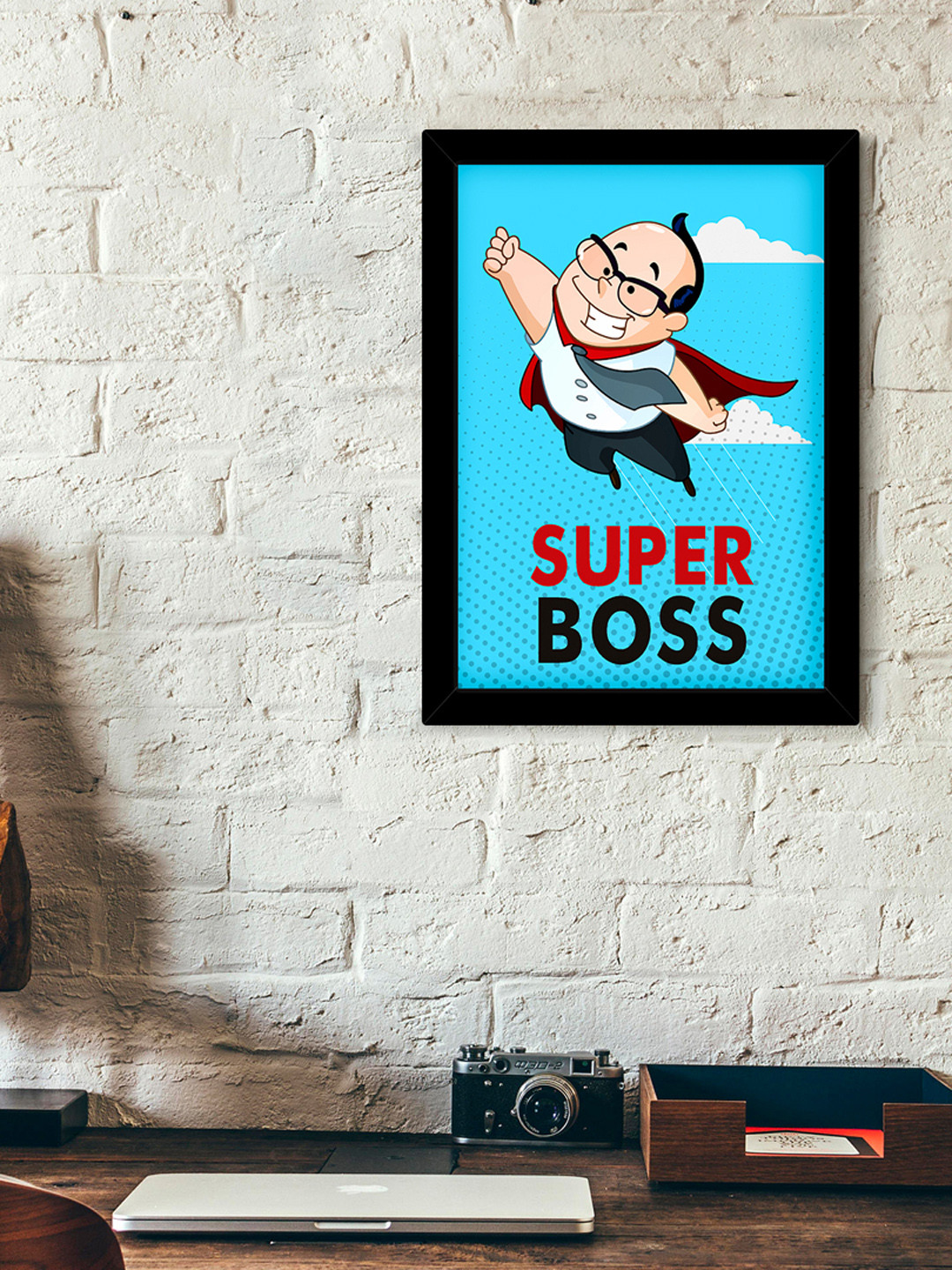 

TIED RIBBONS Blue & White Printed Framed Wall Art