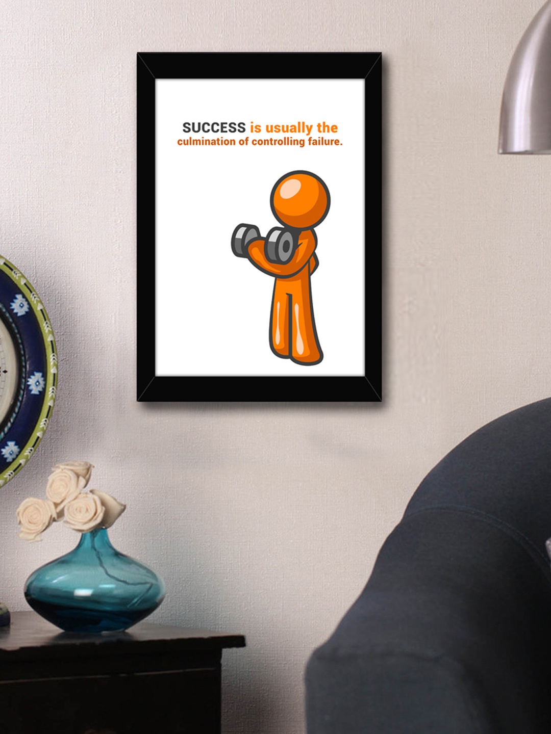 

TIED RIBBONS White & Orange Printed Synthetic Fibre Framed Wall Art