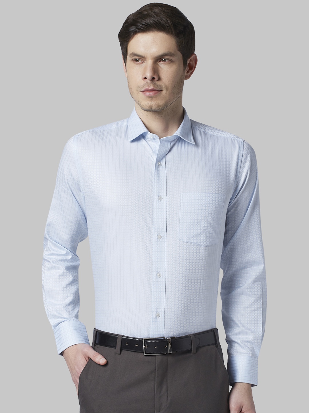 Park Avenue Men Blue Regular Fit Printed Formal Shirt