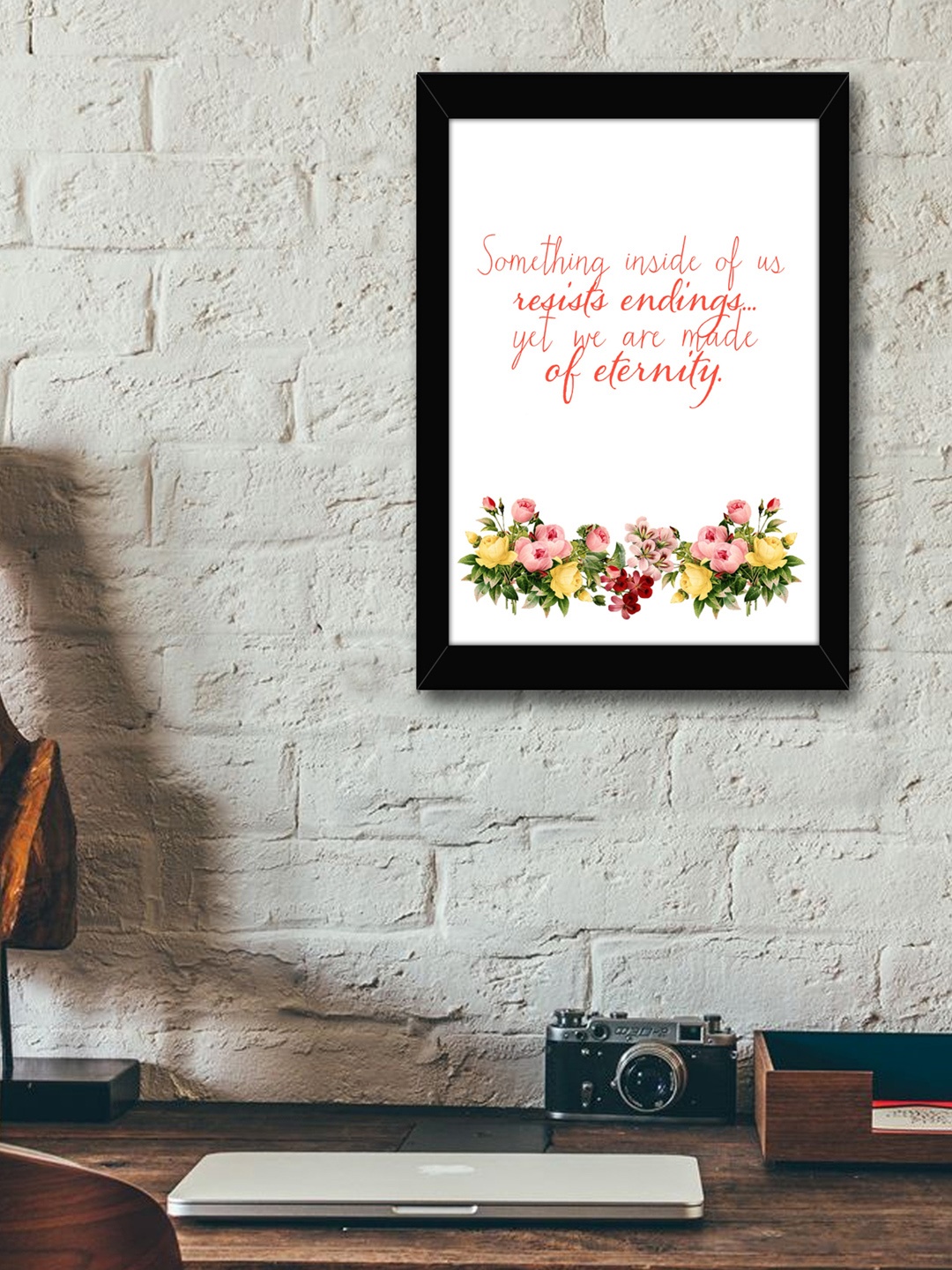 

TIED RIBBONS White & Red Printed Inspirational Quotes Framed Wall Art