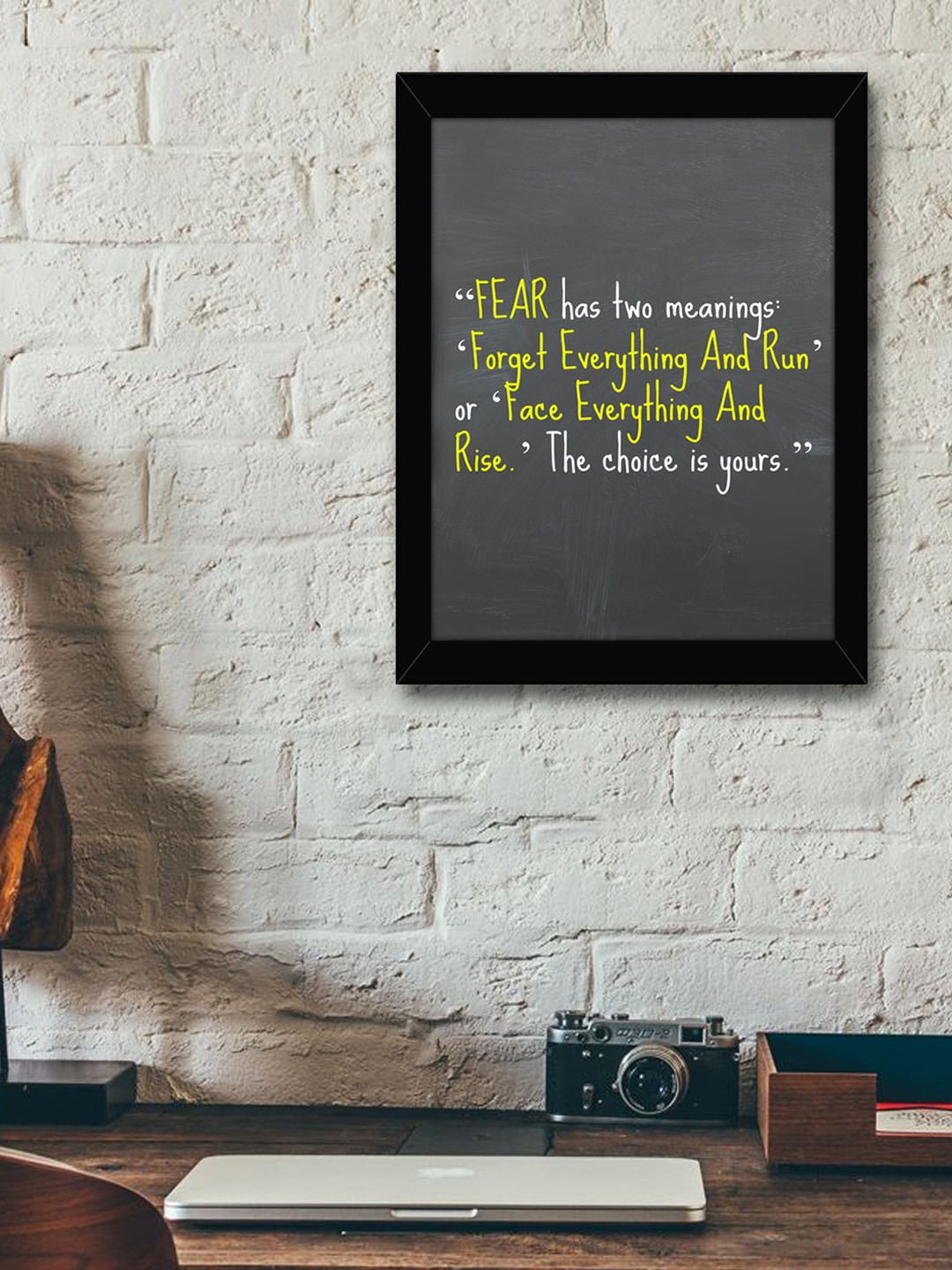 

TIED RIBBONS Grey & Yellow Printed Inspirational Quotes Framed Wall Art