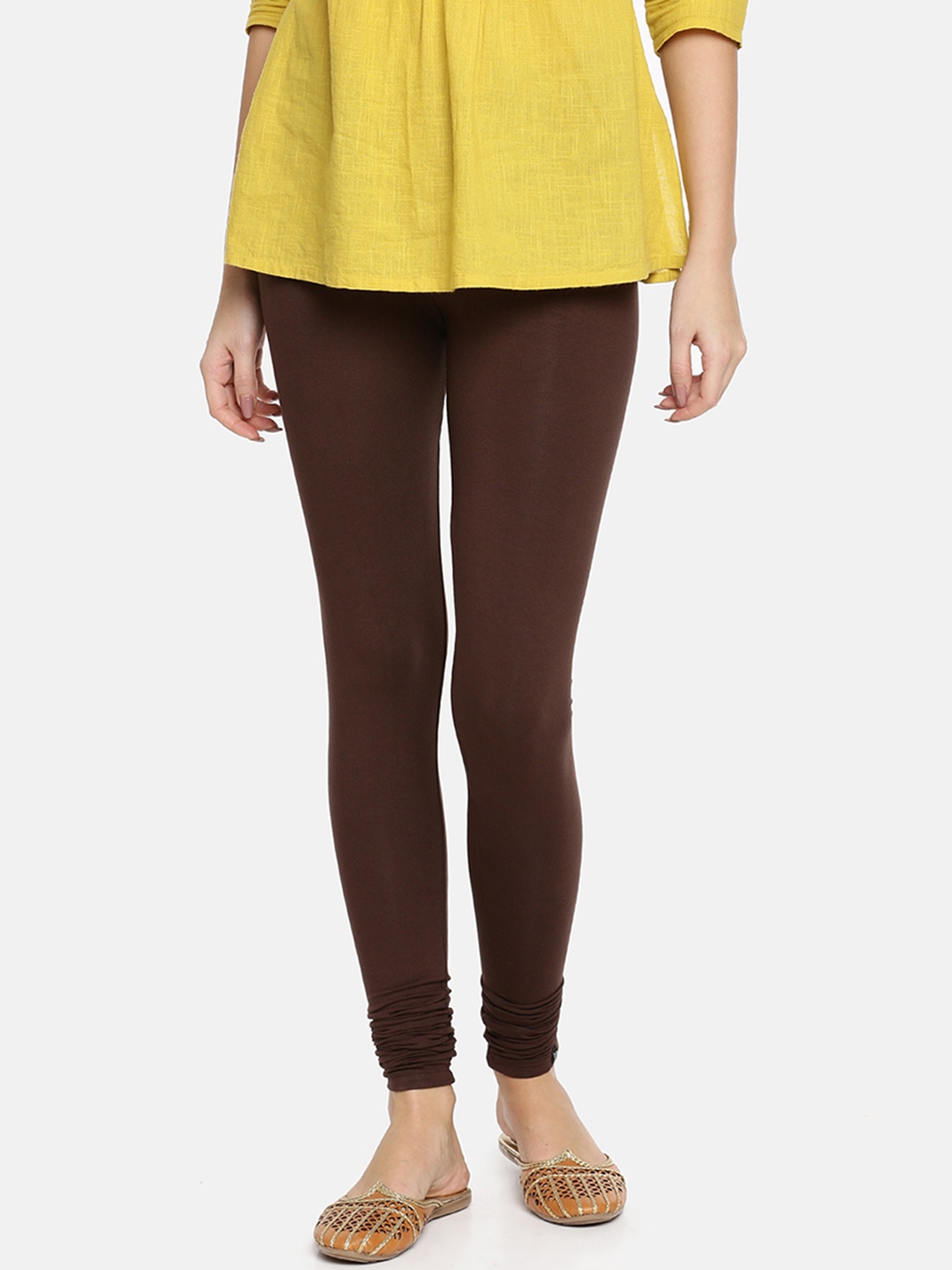 

TWIN BIRDS Women Brown Solid Churidar-Length Leggings