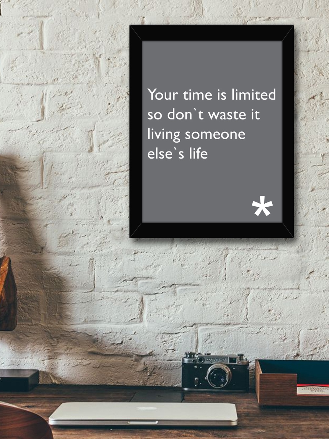 

TIED RIBBONS Grey & White Printed Inspirational Quotes Framed Wall Art