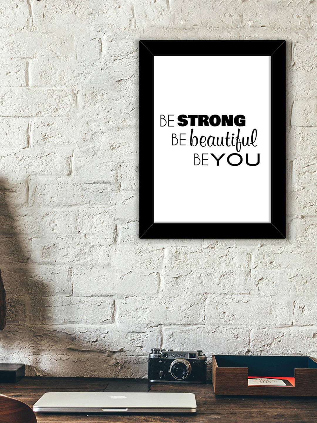 TIED RIBBONS White & Black Printed Inspirational Quotes Framed Wall Art