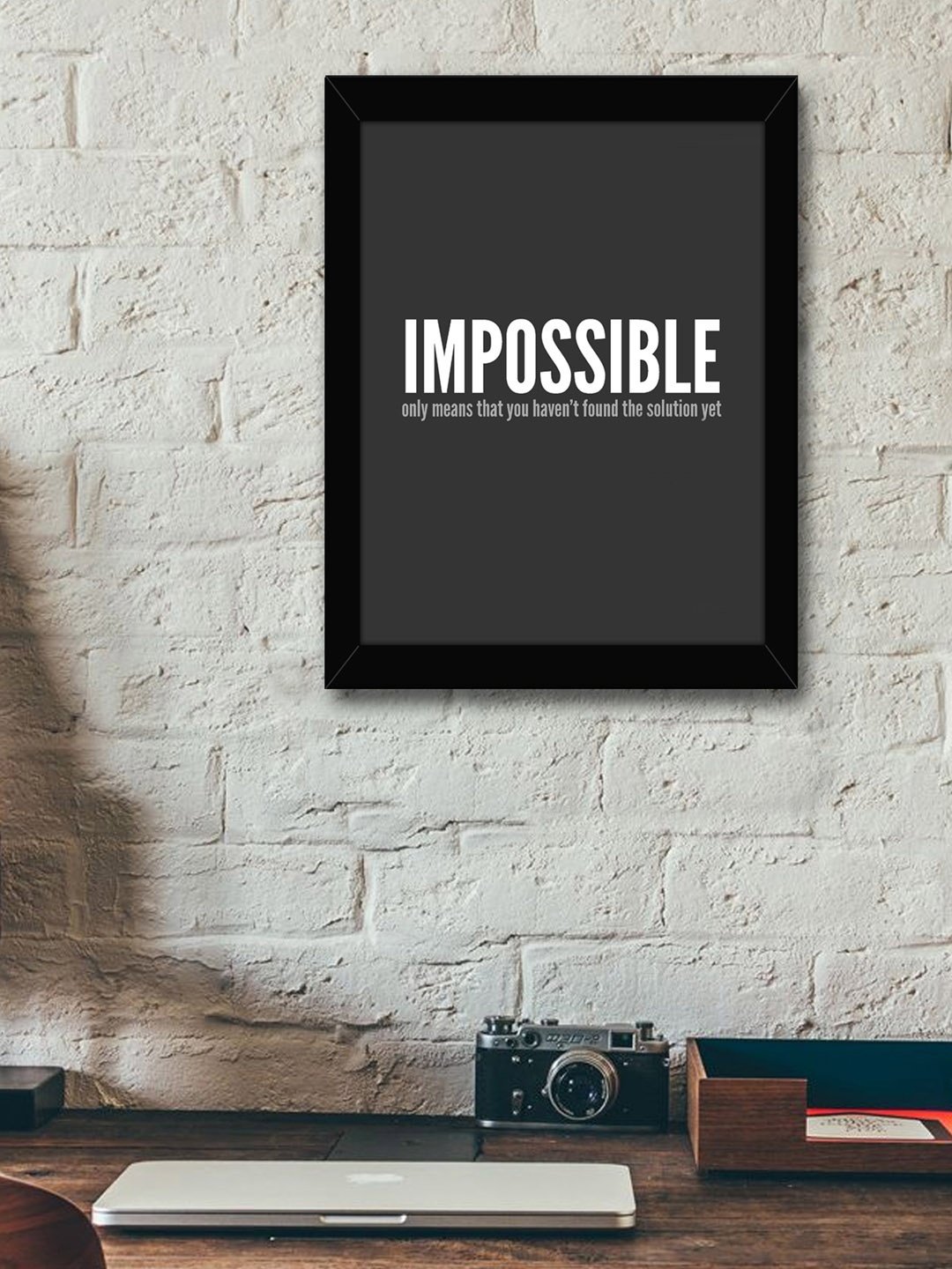 

TIED RIBBONS Grey & White Printed Inspirational Quotes Framed Wall Art