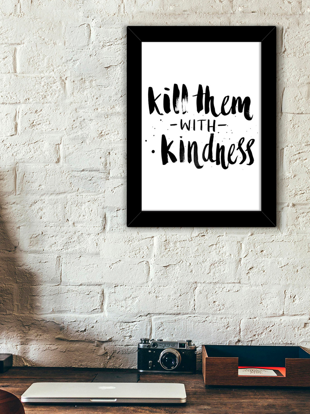 

TIED RIBBONS White & Black Printed Inspirational Quotes Framed Wall Art