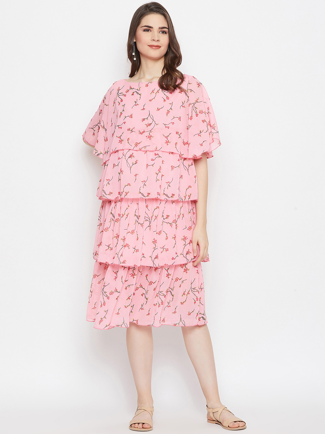 

The Kaftan Company Women Maternity Pink Printed Fit and Flare Dress