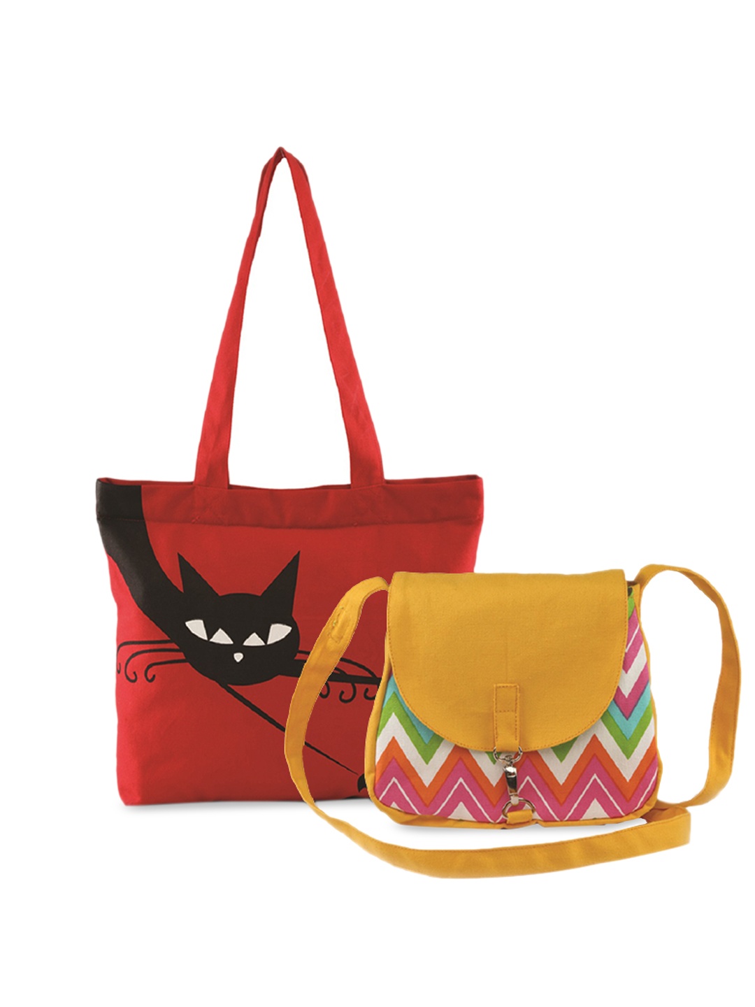 

Vivinkaa Set Of 2 Printed Handbags, Red