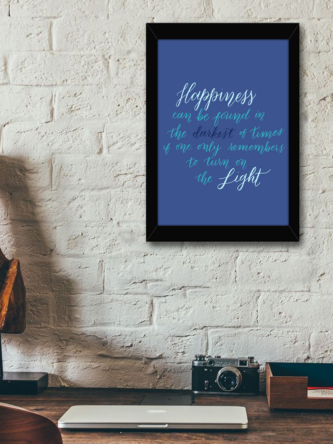 

TIED RIBBONS Blue Printed Inspirational Quotes Framed Wall Art
