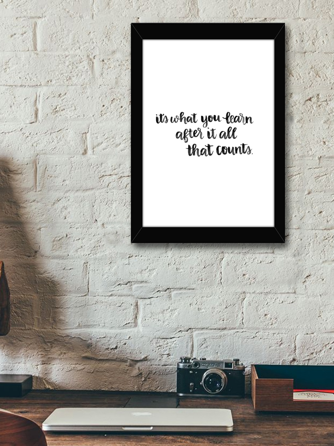 

TIED RIBBONS White & Black Printed Synthetic Fibre Framed Wall Art