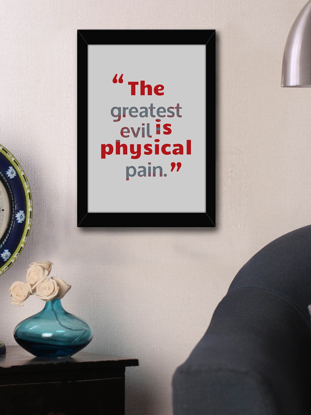 

TIED RIBBONS Grey & Red Printed Inspirational Quote Printed Framed Wall Art