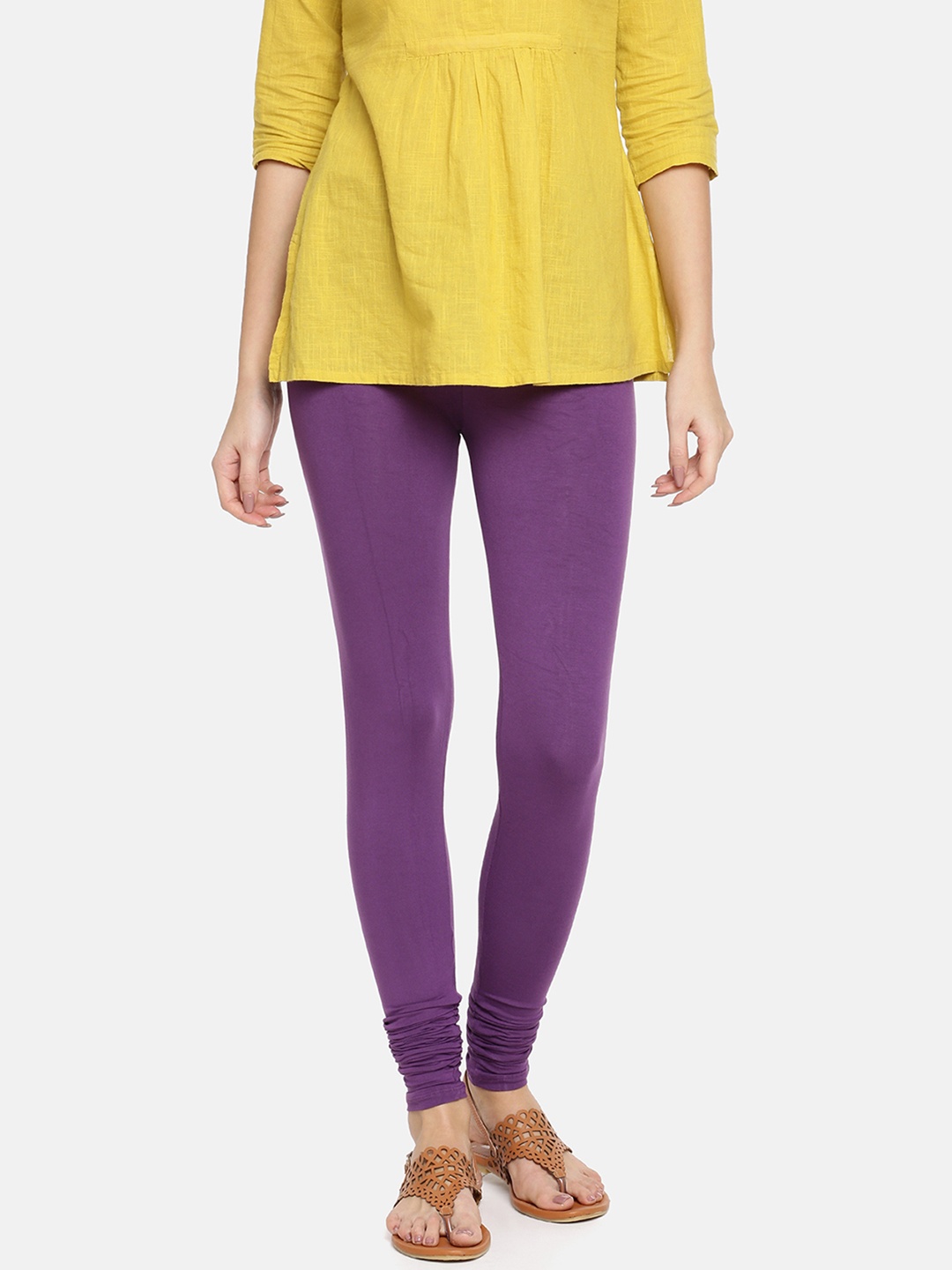 

TWIN BIRDS Women Purple Solid Churidar-Length Leggings