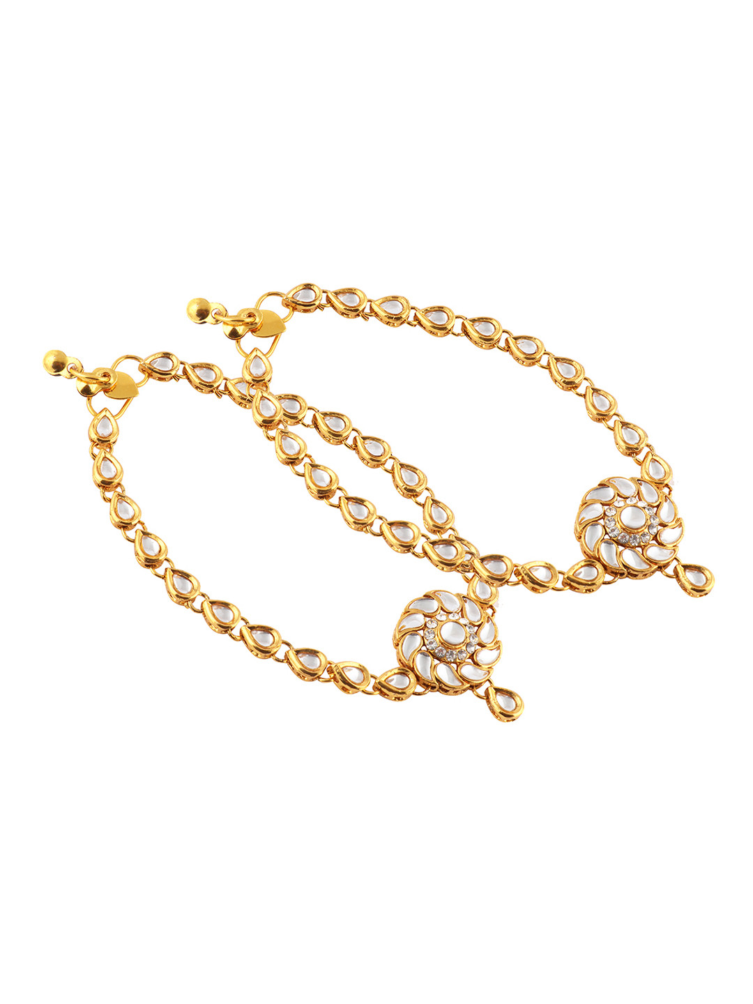 

Fabstreet Set of 2 18K Gold-Plated Kundan-Studded Handcrafted Anklets