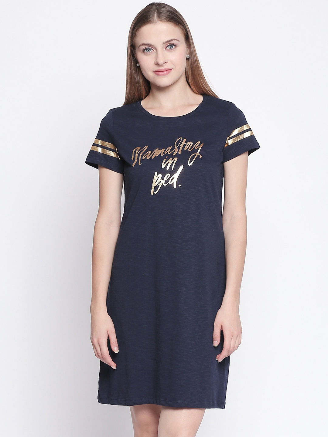 

Dreamz by Pantaloons Navy Blue Printed Nightdress 8905172001063