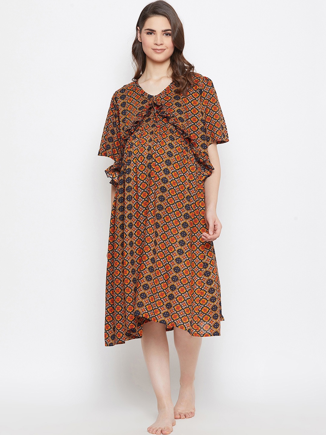 

The Kaftan Company Multicoloured Printed Maternity Nightdress, Multi