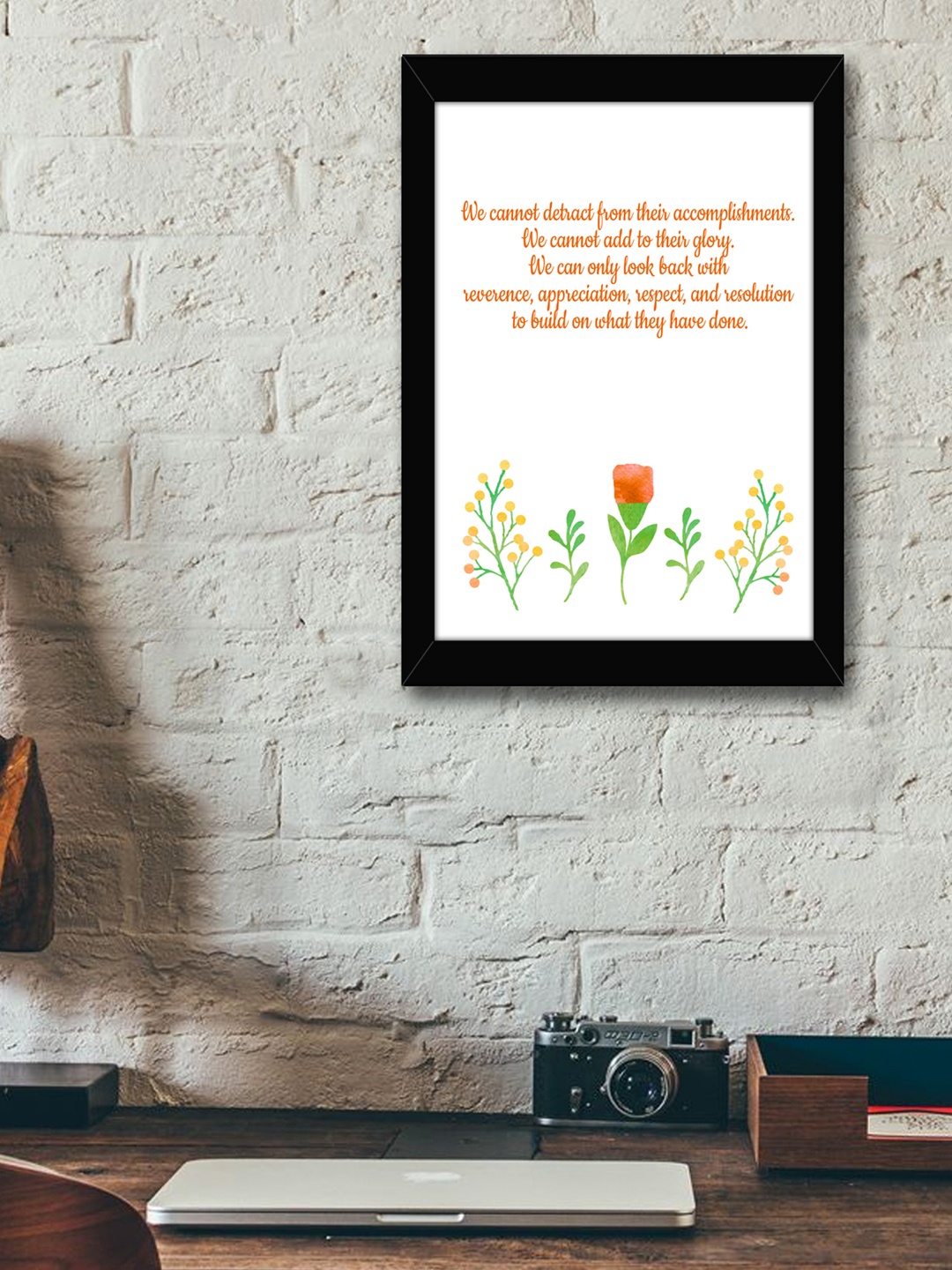 

TIED RIBBONS White & Orange Printed Synthetic Fibre Framed Wall Art