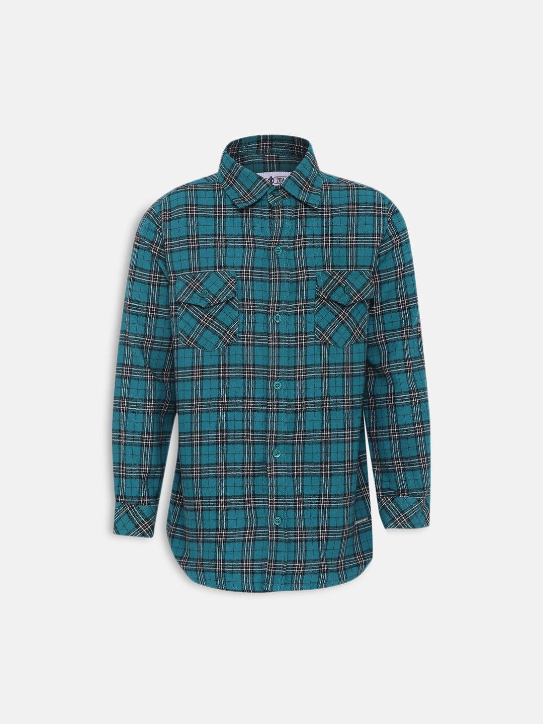 

Oxolloxo Boys Green Regular Fit Checked Formal Shirt