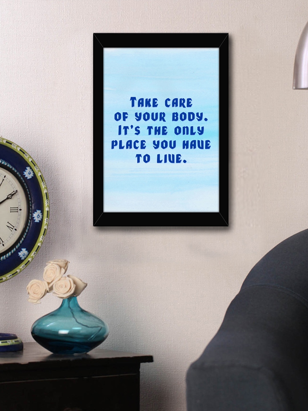 

TIED RIBBONS Blue Printed Inspirational Quotes Framed Wall Art