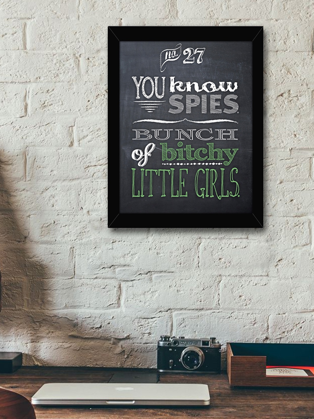 

TIED RIBBONS Charcoal Grey & White Printed Inspirational Quotes Framed Wall Art