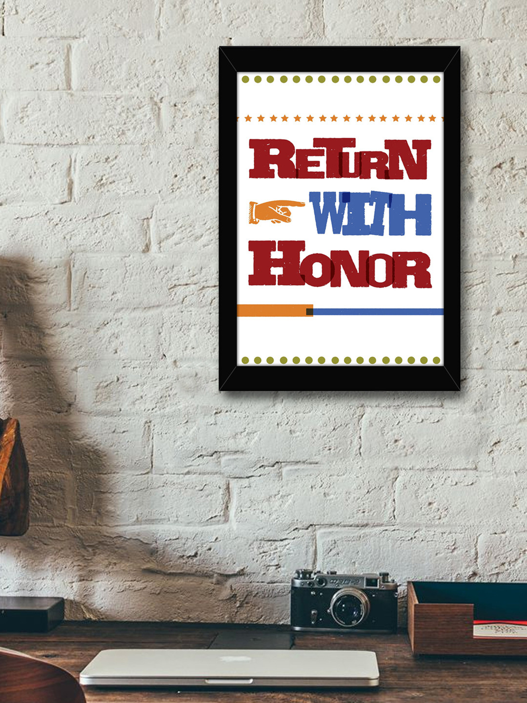 

TIED RIBBONS Red & Blue Printed Framed Wall Art