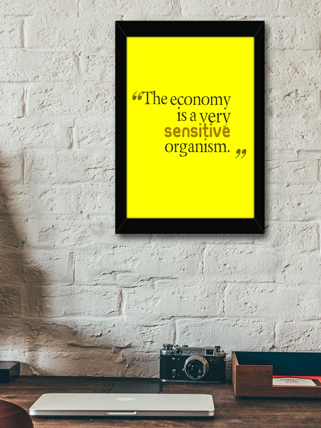 

TIED RIBBONS Yellow & Black Printed Synthetic Fibre Framed Wall Art