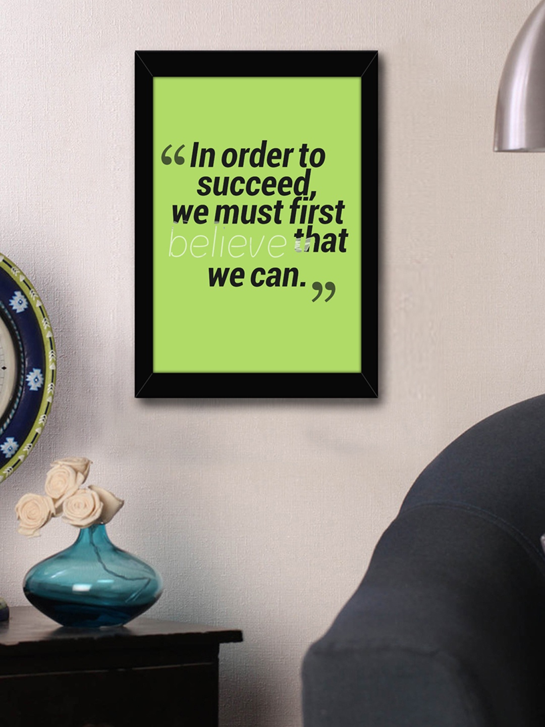 

TIED RIBBONS Green & Black Printed Synthetic Fibre Framed Wall Art