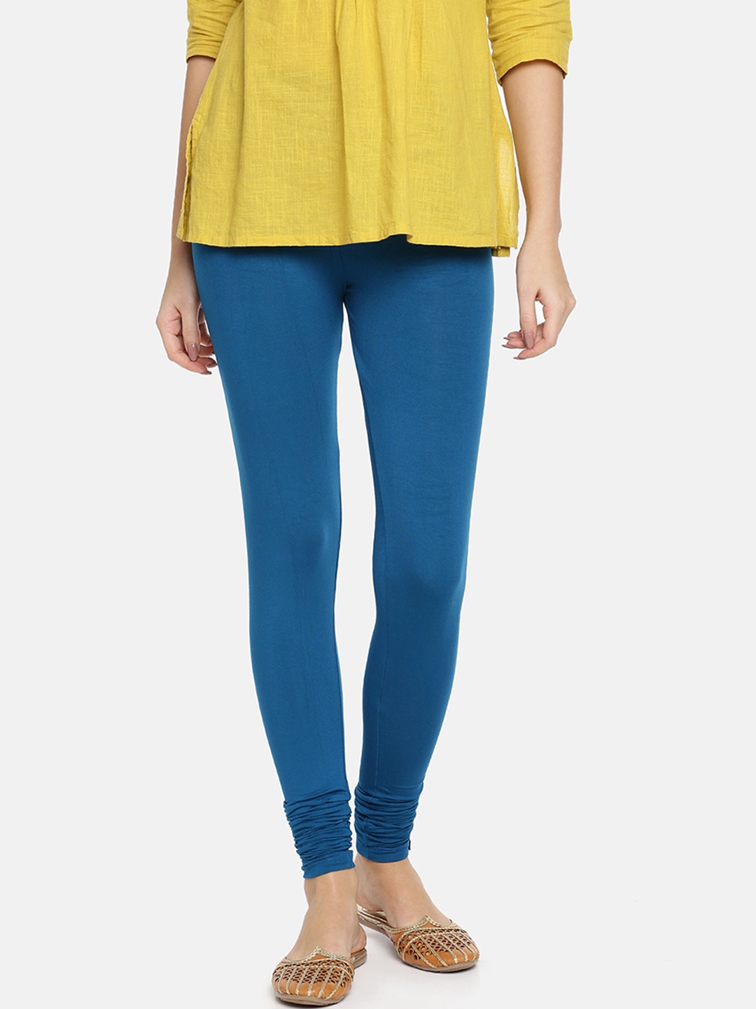 

TWIN BIRDS Women Blue Solid Churidar-Length Leggings