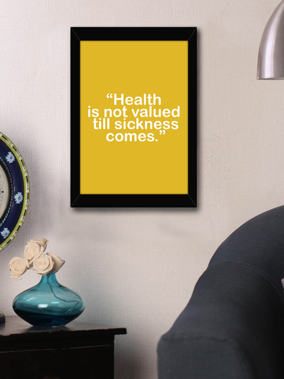 

TIED RIBBONS Yellow & White Printed Inspirational Quote Printed Framed Wall Art