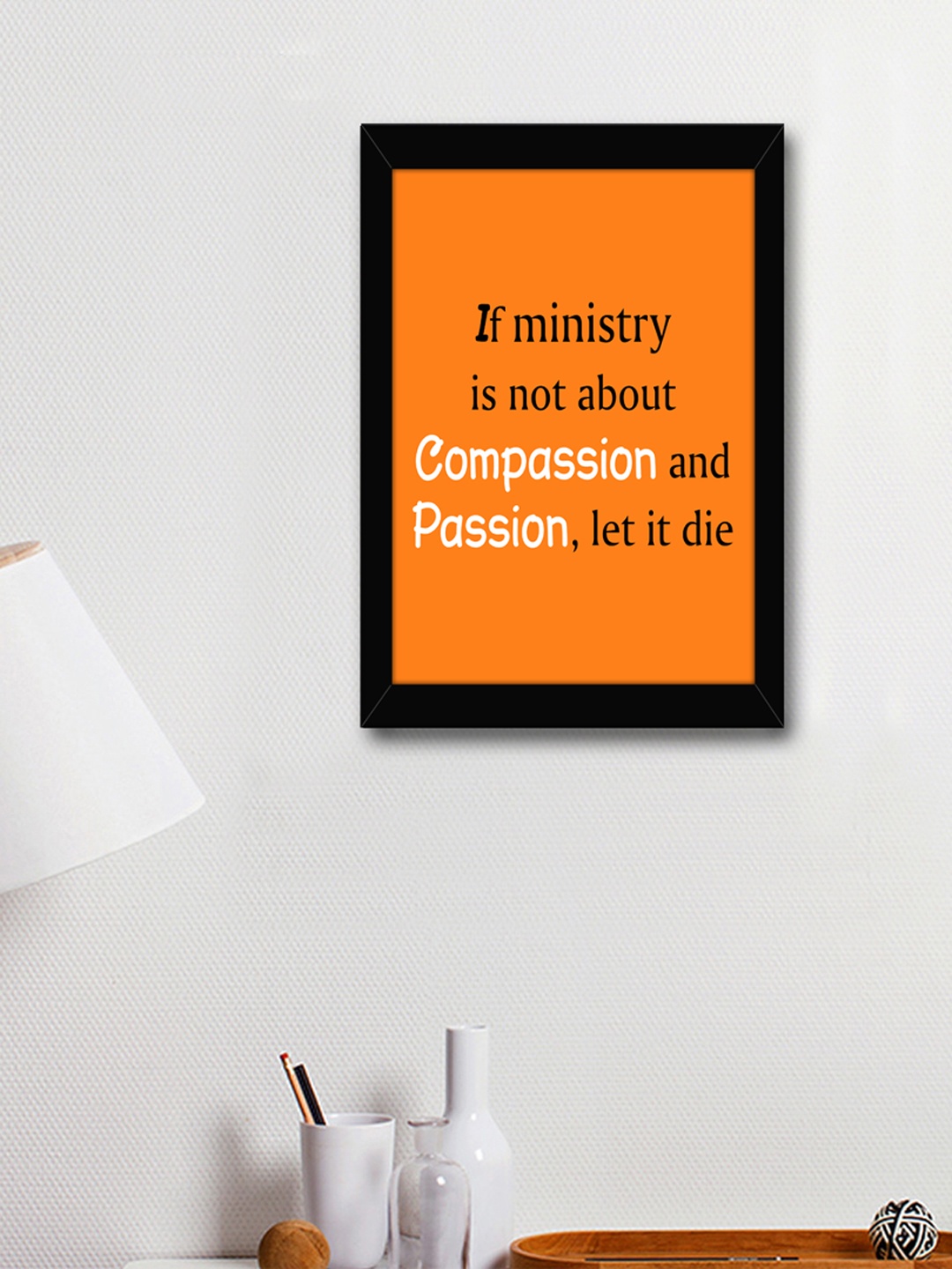 

TIED RIBBONS Orange & Black Printed Inspirational Quotes Framed Wall Art