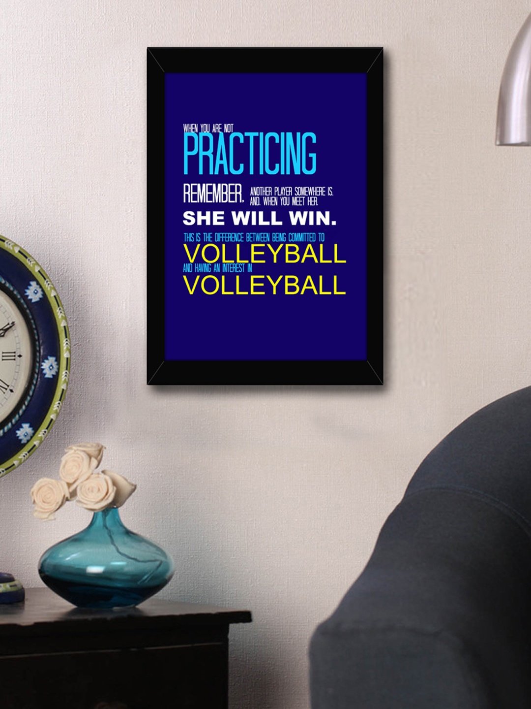 

TIED RIBBONS Blue & White Printed Inspirational Quotes Framed Wall Art