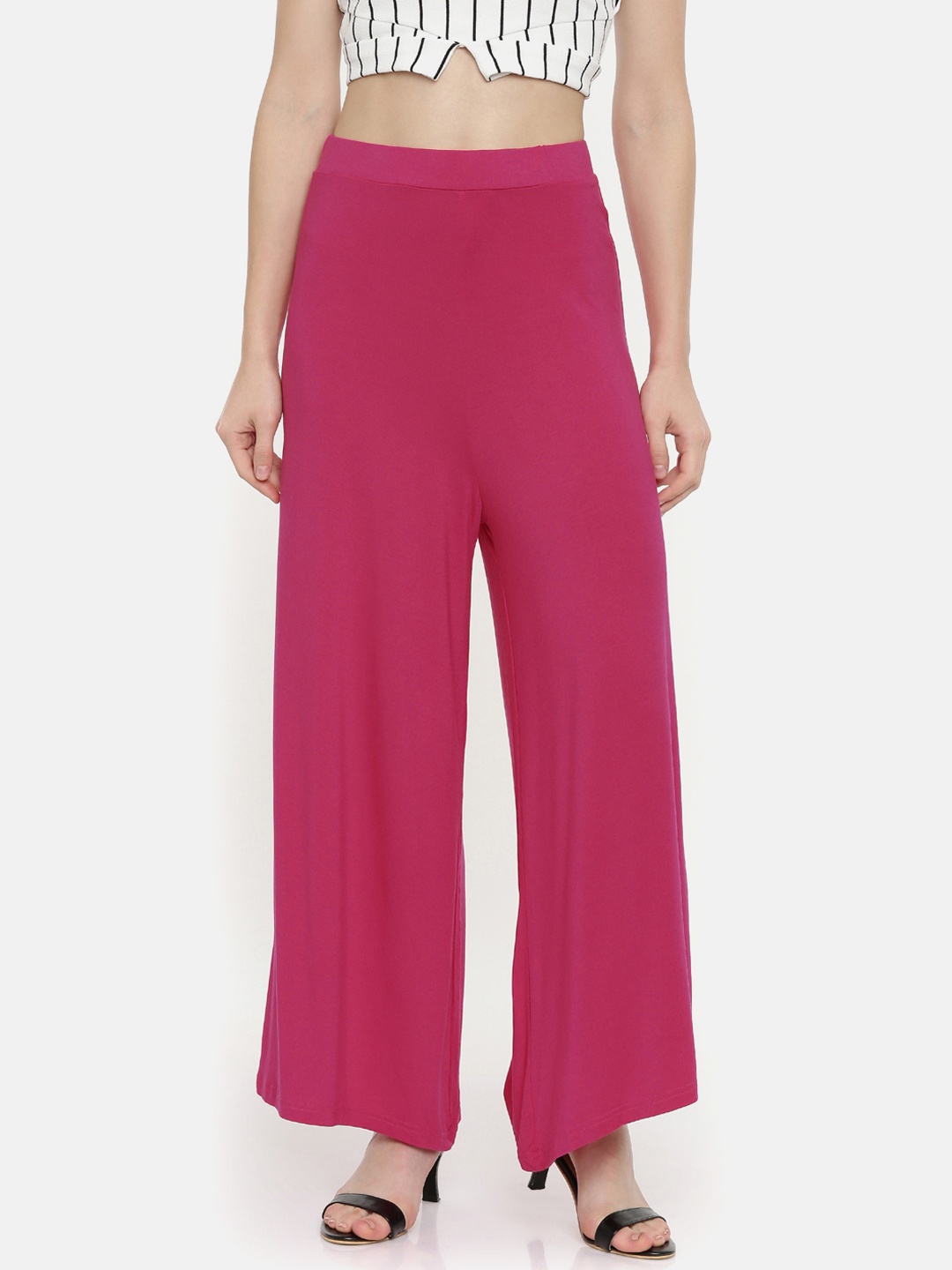 

Bitz Women Magenta Solid Flared Palazzos