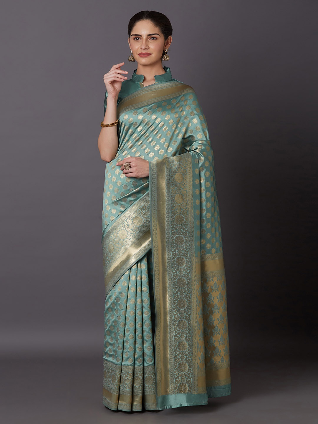 

Mitera Blue Woven Design Kanjeevaram Saree