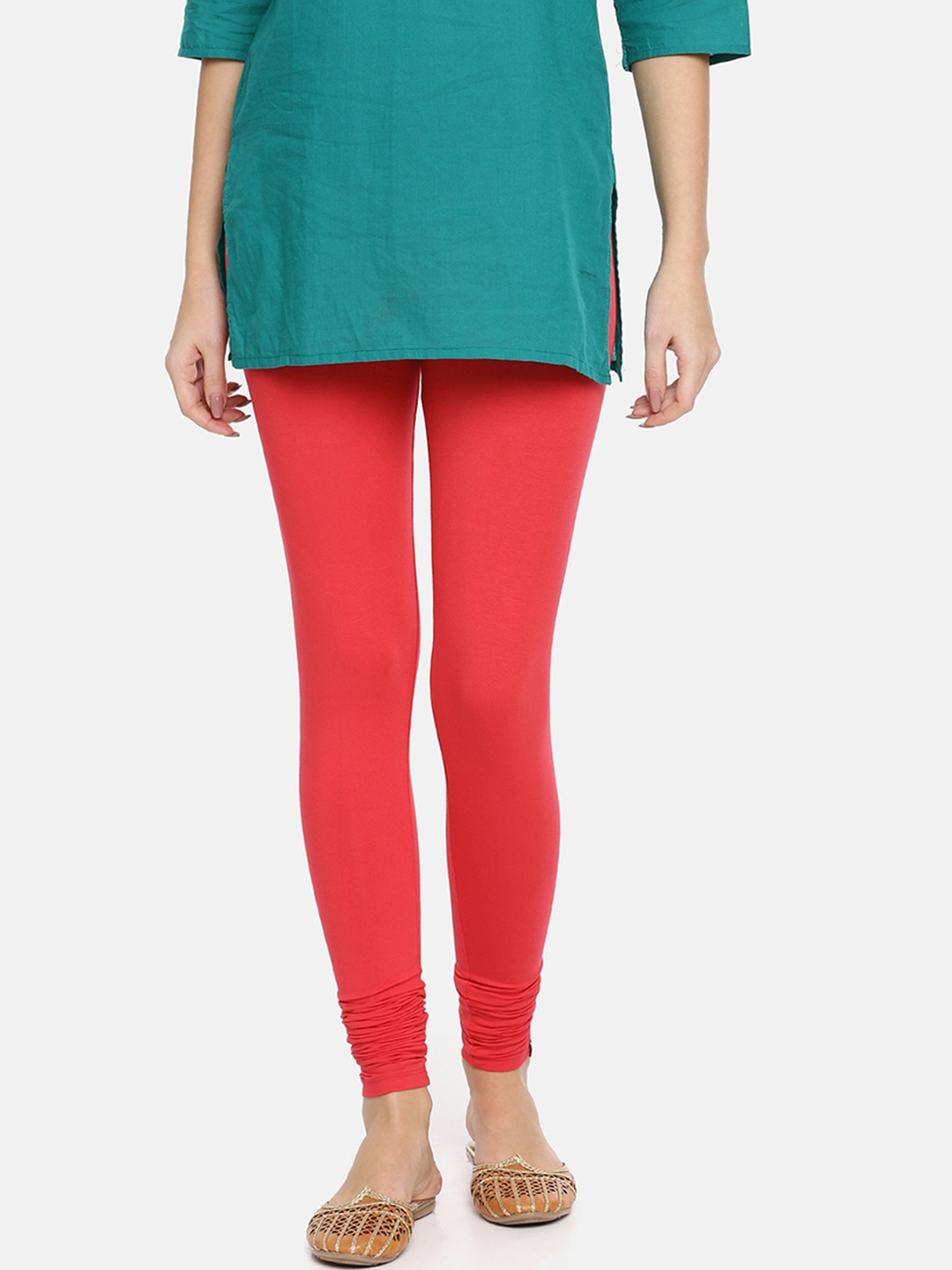 

TWIN BIRDS Women Red Solid Churidar Leggings