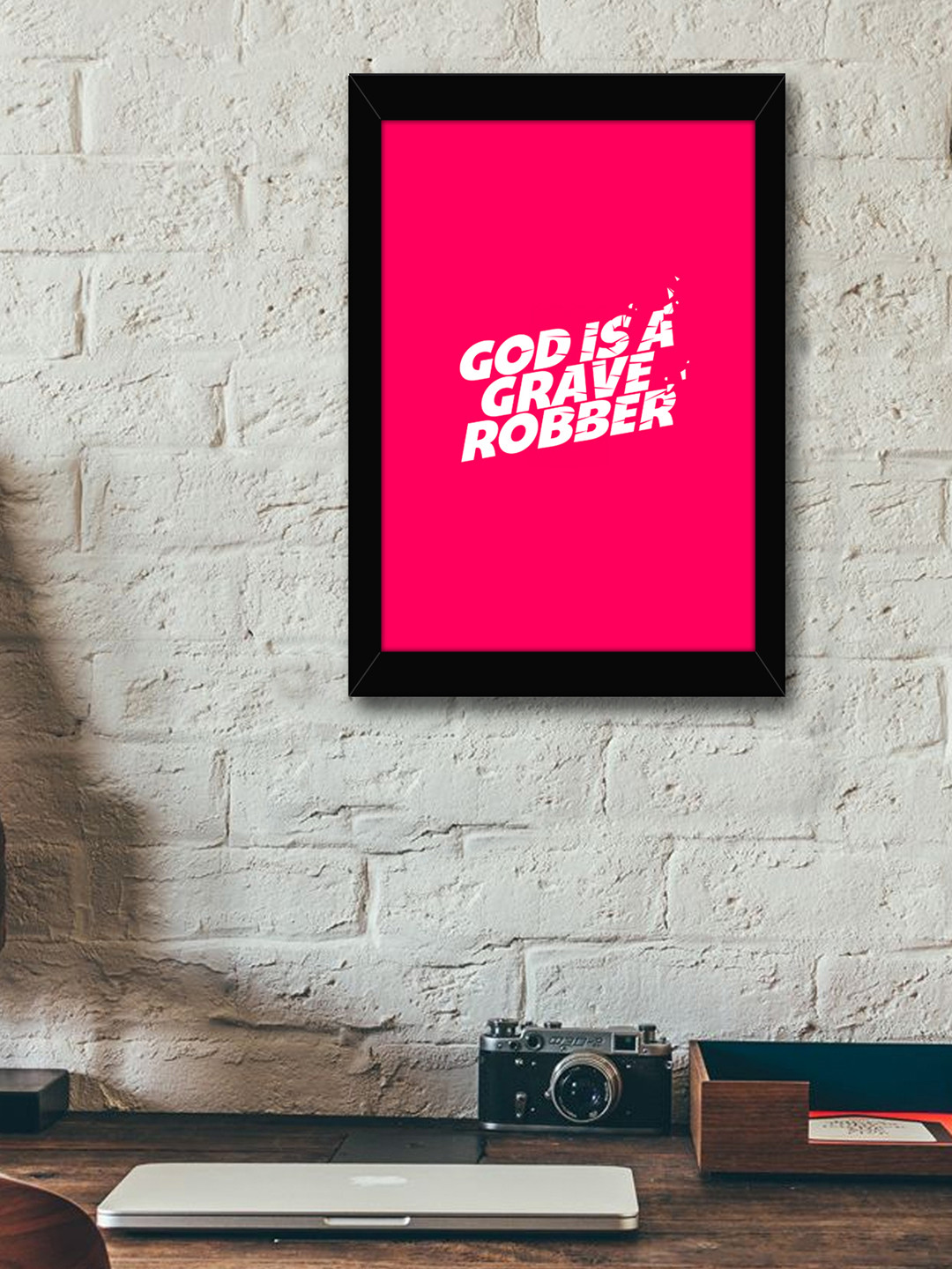 

TIED RIBBONS Pink & White Printed Framed Wall Art