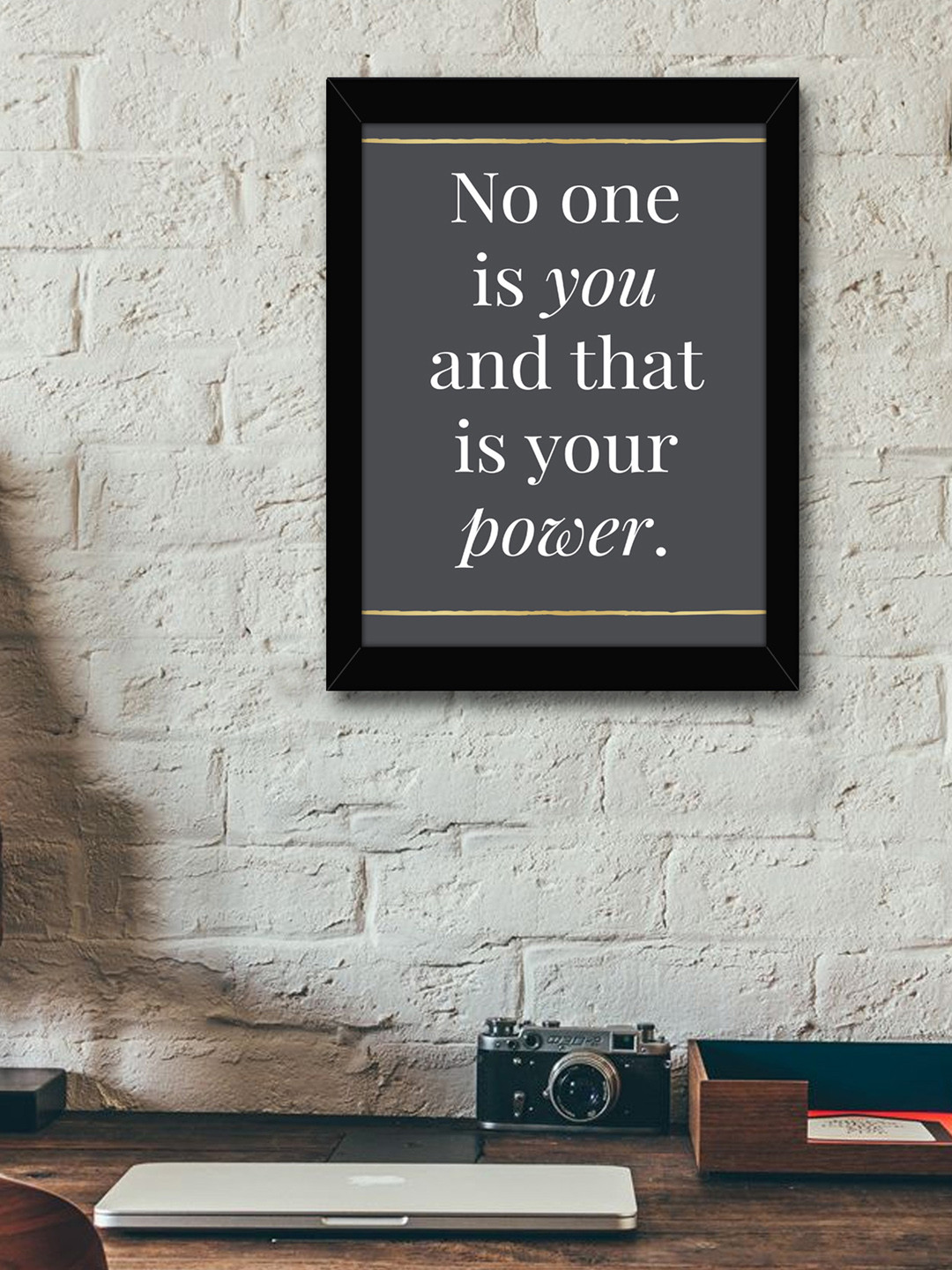 

TIED RIBBONS Grey & White Printed Inspirational Quotes Framed Wall Art
