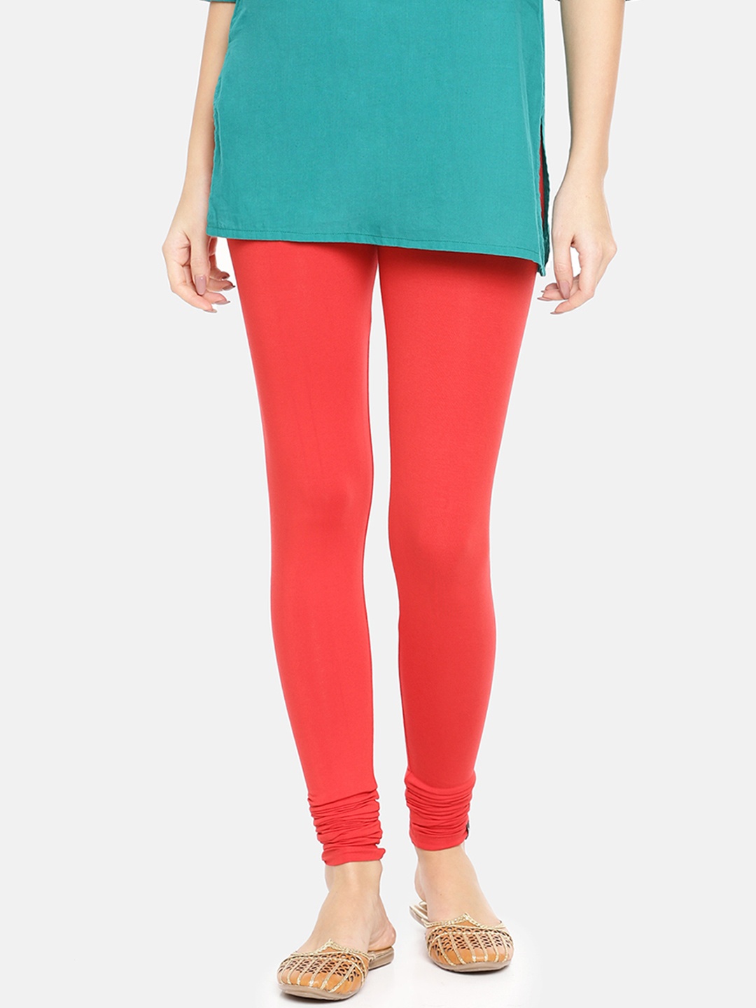 TWIN BIRDS Women Red Solid Churidar-Length Leggings