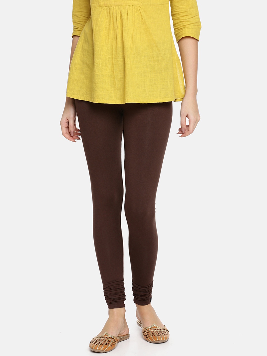 

TWIN BIRDS Women Brown Solid Churidar-Length Leggings