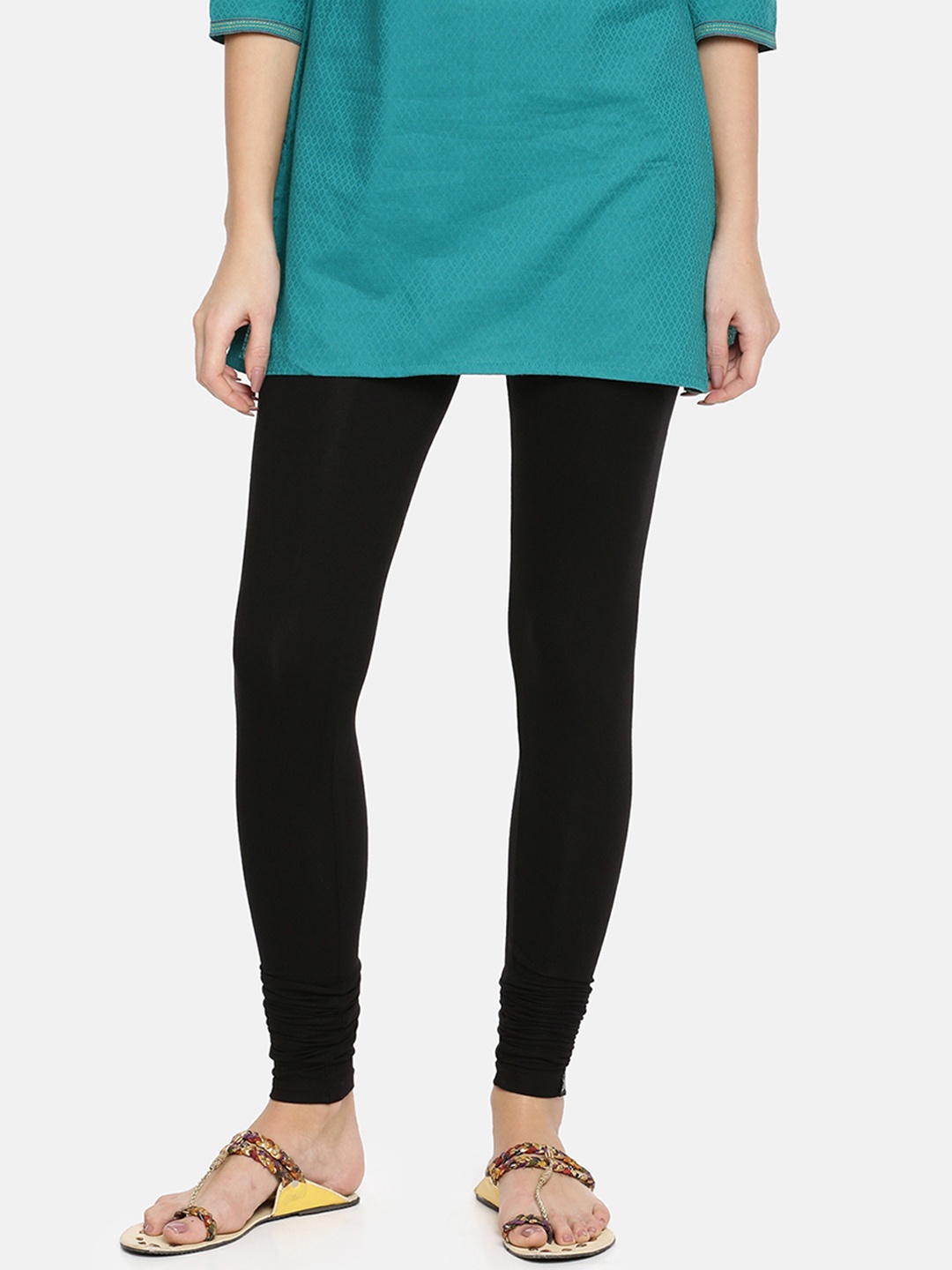 TWIN BIRDS Women Black Solid Churidar-Length Leggings
